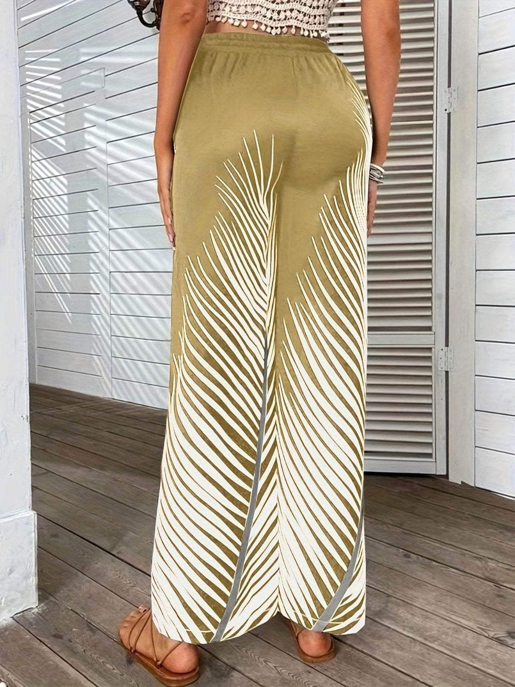 Printed Wide Leg Pants - Delanoir