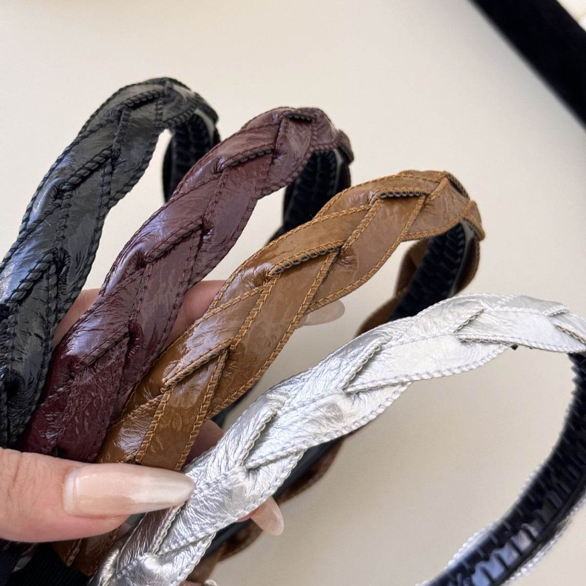 PU Leather Braided Hair Headband - Delanoir