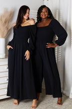 Double Take Square Neck Jumpsuit with Pockets - Delanoir