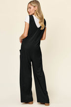 Double Take Full Size Sleeveless Wide Leg Jumpsuit with Pockets - Delanoir