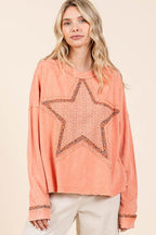 Mittoshop Mineral Wash Star Patch Long Sleeve T-Shirt - Delanoir