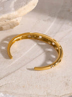 Stainless Steel Inlaid Rhinestone Cutout Bracelet - Delanoir