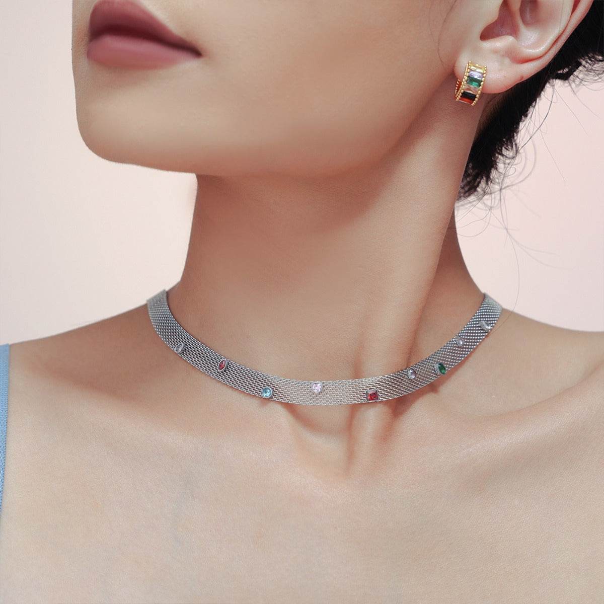 Titanium Steel Zircon Necklace - Delanoir