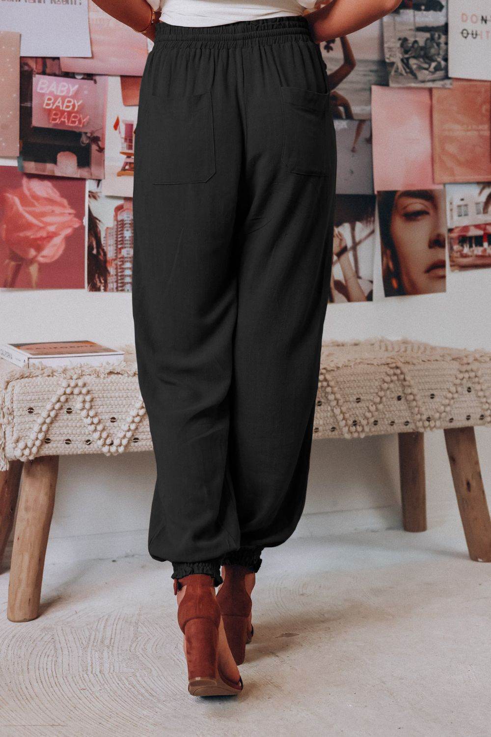 Tied Long Joggers with Pockets - Delanoir
