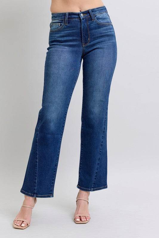 Judy Blue Full Size Side Seam Detail Straight Jeans with Pockets - Delanoir