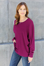 Double Take Full Size Round Neck Long Sleeve T-Shirt - Delanoir