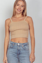 VERY J Cable Knit Seamless Cropped Cami - Delanoir