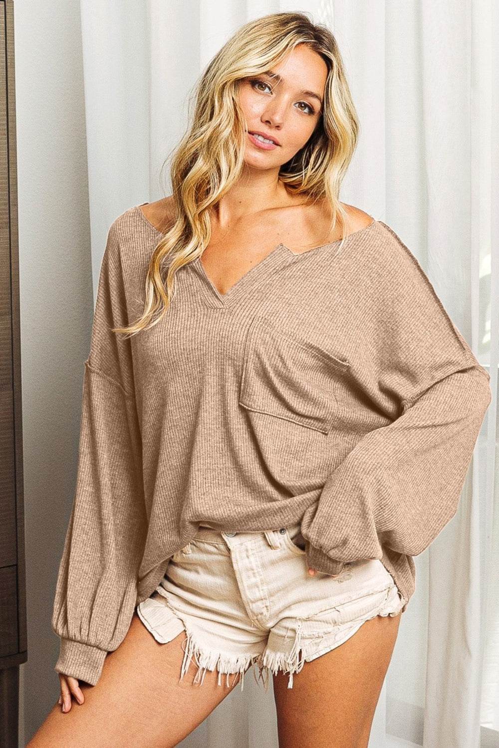 BiBi Exposed Seam Long Sleeve Top - Delanoir
