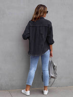 Distressed Drop Shoulder Denim Jacket - Delanoir