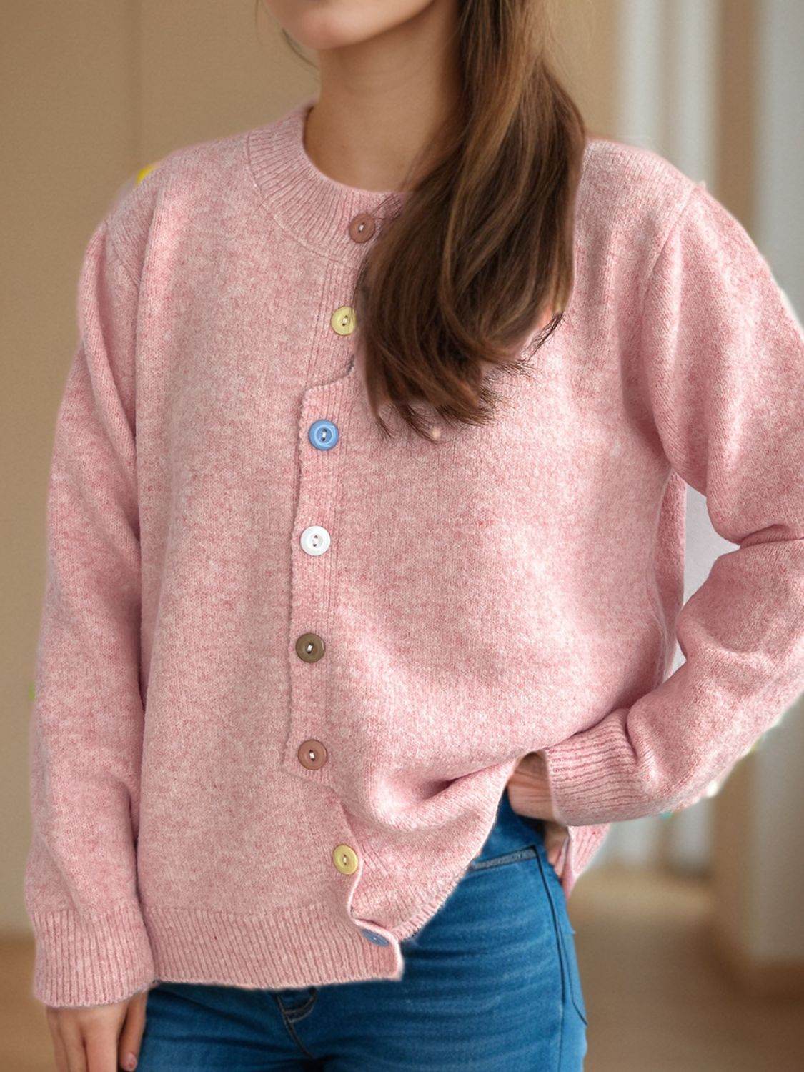 Button Down Long Sleeve Cardigan - Delanoir