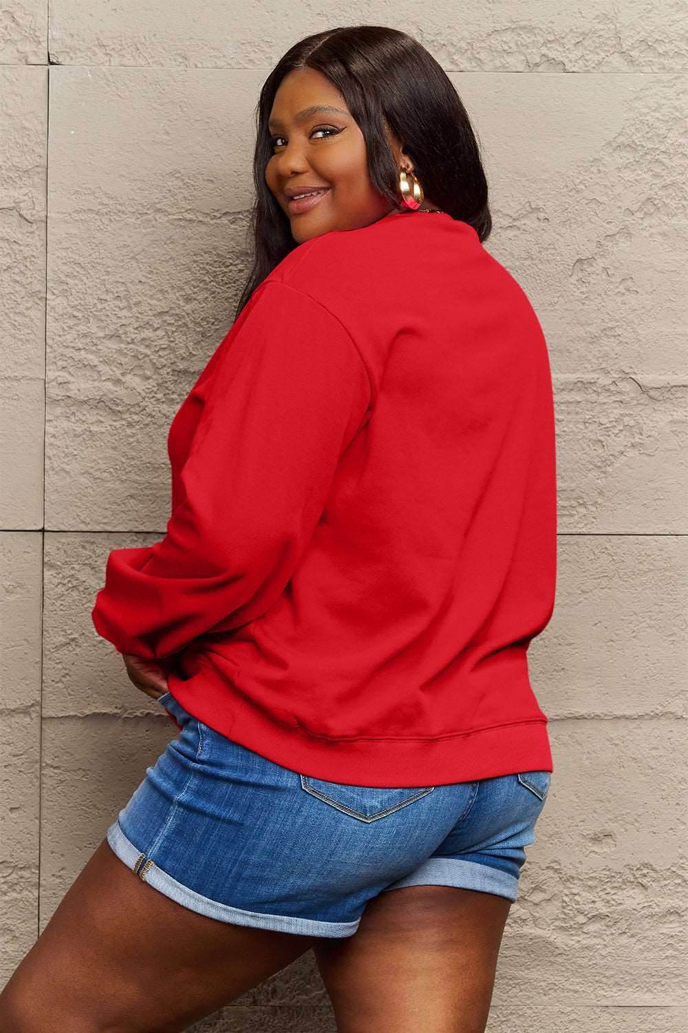 Simply Love Full Size MAMA CLAUS Round Neck Sweatshirt - Delanoir
