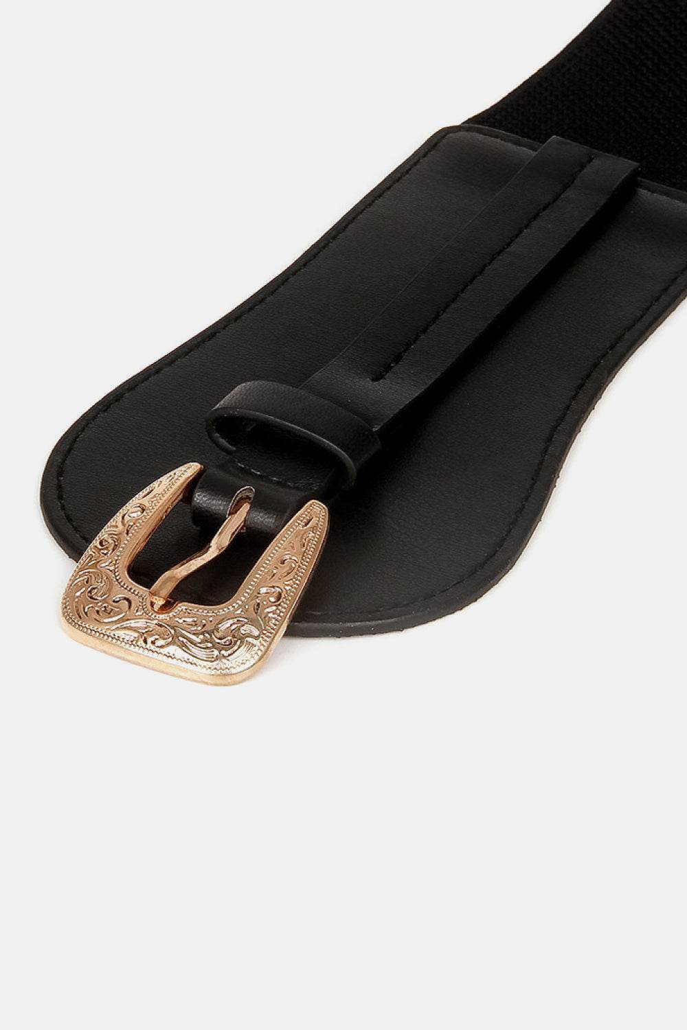 Wide Elastic Belt with Alloy Buckle - Delanoir