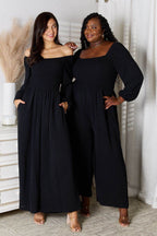 Double Take Square Neck Jumpsuit with Pockets - Delanoir