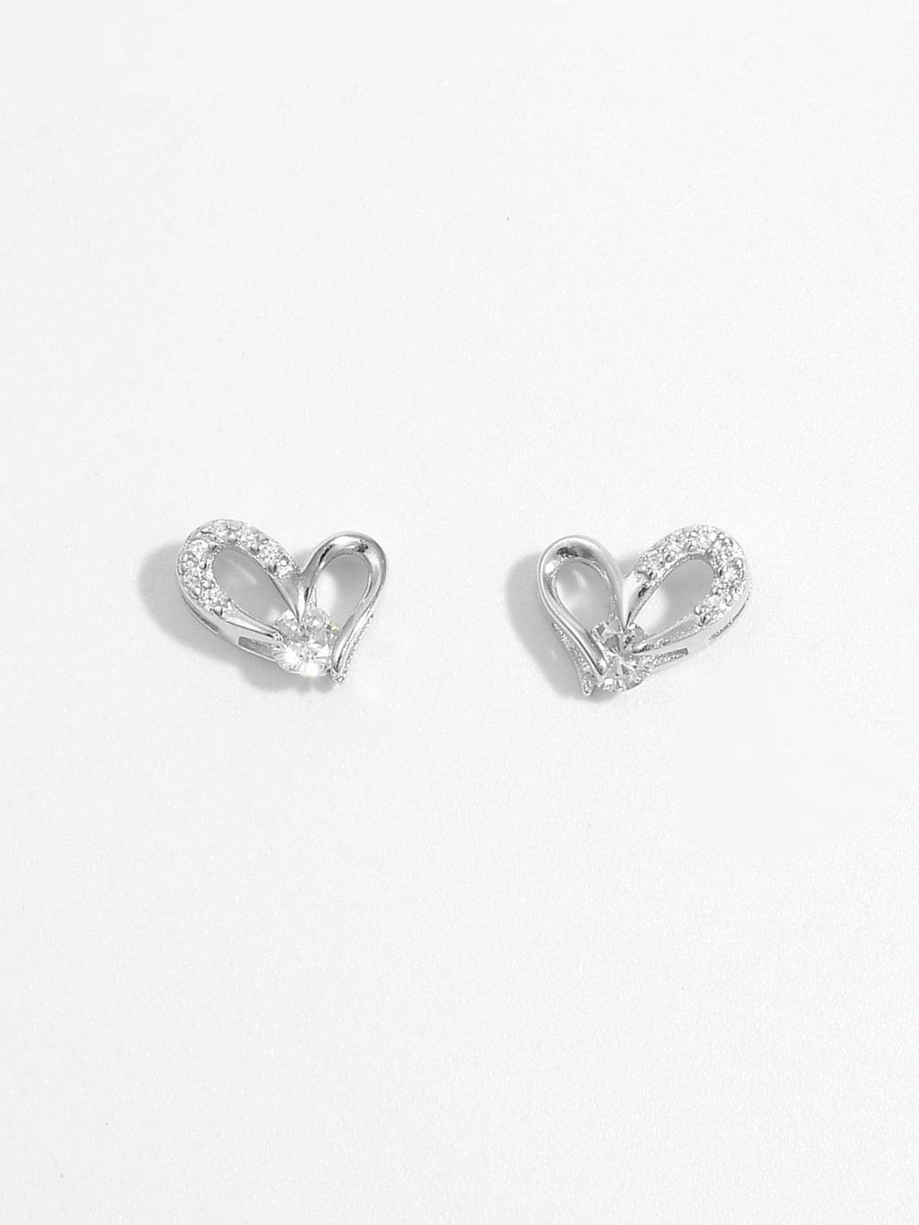925 Sterling Silver Inlaid Zircon Heart Earrings - Delanoir