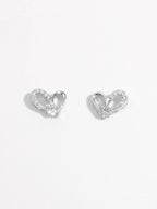 925 Sterling Silver Inlaid Zircon Heart Earrings - Delanoir