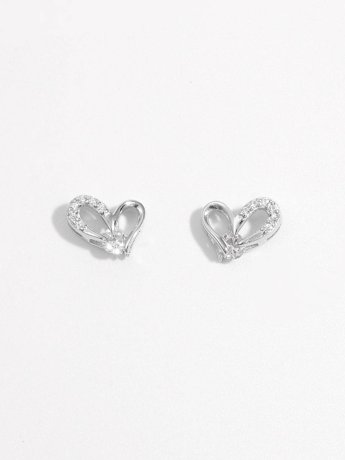 925 Sterling Silver Inlaid Zircon Heart Earrings - Delanoir