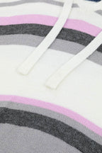 Plus Size Striped Long Sleeve Hooded Sweater - Delanoir