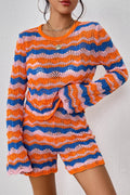 Striped Sweater and Knit Shorts Set - Delanoir