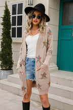 Angel Wings Star Open Front Long Sleeve Cardigan - Delanoir