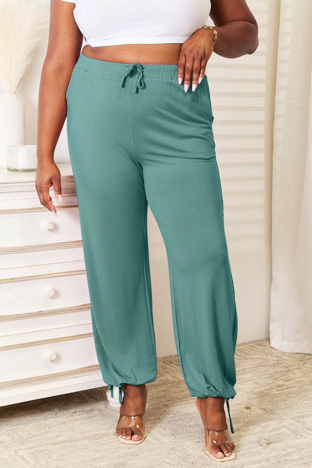 Basic Bae Full Size Soft Rayon Drawstring Waist Pants with Pockets - Delanoir