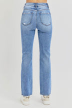 RISEN Full Size Distressed High-Rise Ankle Straight Jeans - Delanoir
