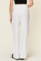 Double Take Full Size Texture Drawstring Wide Leg Pants - Delanoir