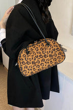 Leopard Suede Medium Shoulder Bag - Delanoir