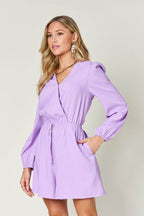Double Take Full Size Drawstring Long Sleeve Romper - Delanoir
