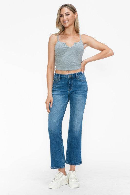 bytos Full Size Cat's Whiskers Mid Rise Ankle Jeans - Delanoir