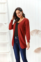 Open Front Long Sleeve Cardigan - Delanoir