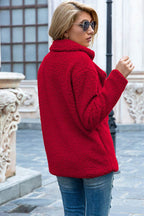 Ivy Lane Full Size Lapel Collar Sherpa Coat - Delanoir