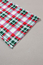 MERRY CHRISTMAS Round Neck Top and Plaid Pants Set - Delanoir