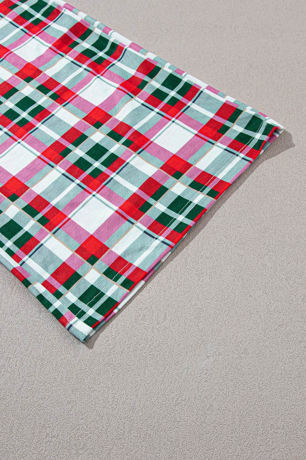 MERRY CHRISTMAS Round Neck Top and Plaid Pants Set - Delanoir
