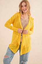And The Why Full Size Thermal Hooded Open Front Cardigan with Pockets - Delanoir