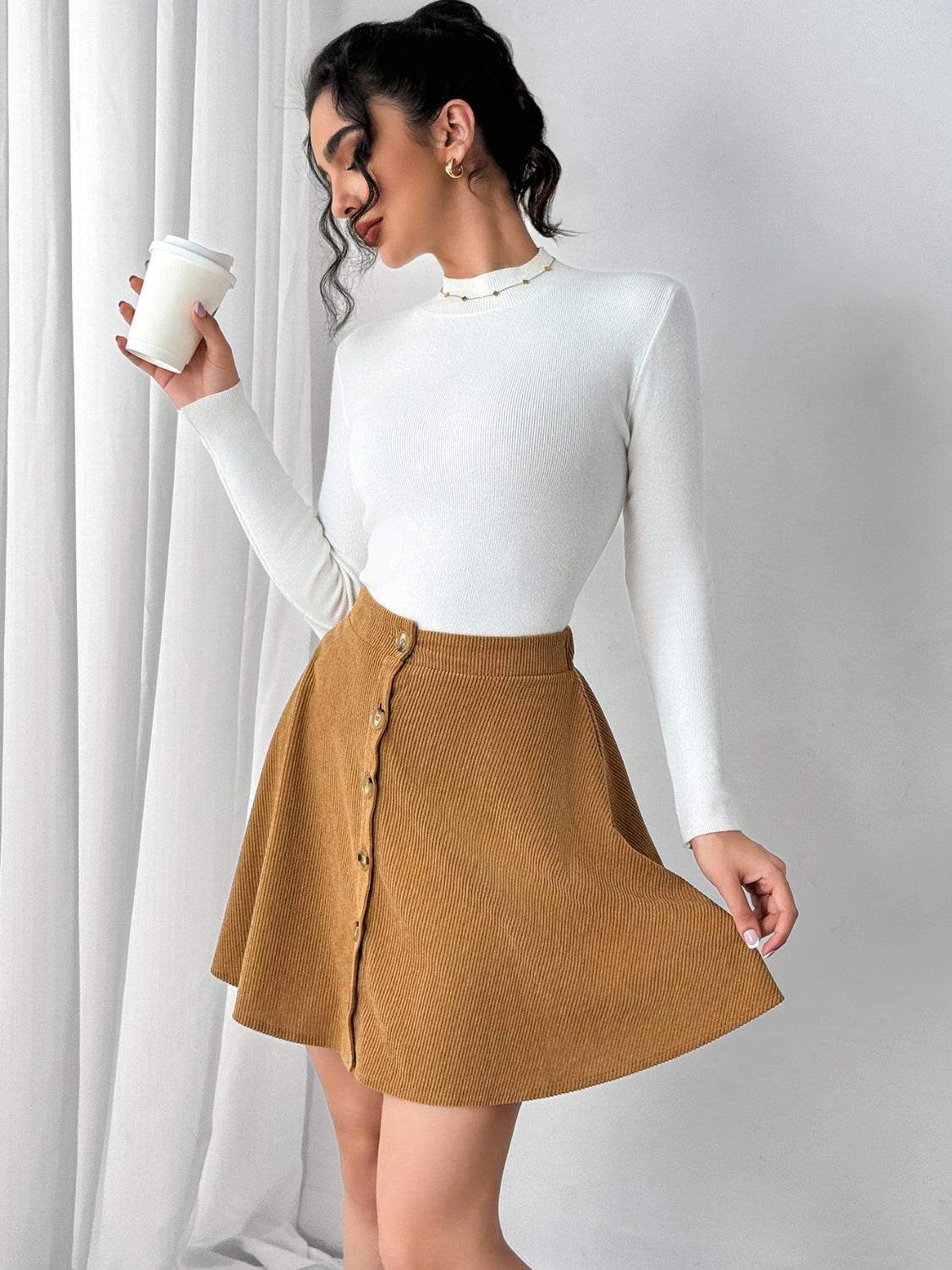 Buttoned Mini Skirt - Delanoir