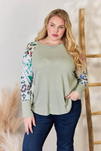 Hailey & Co Full Size Printed Round Neck Blouse - Delanoir