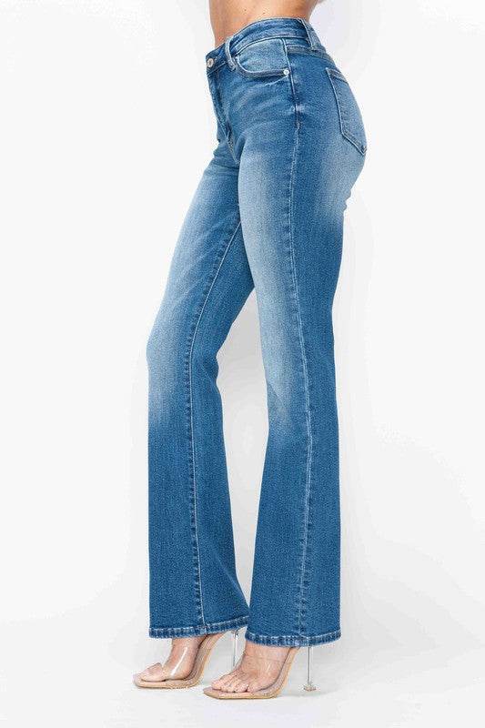 bytos Full Size Distressed High Rise Jeans with Pockets - Delanoir
