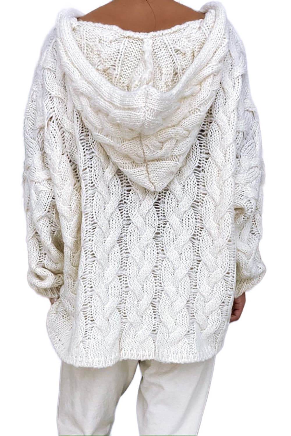 Cable-Knit Hooded Sweater - Delanoir