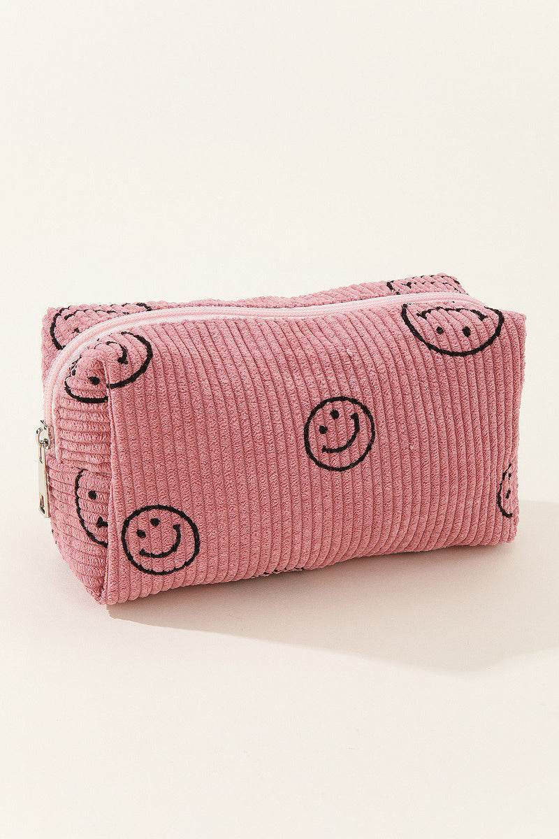 Zenana Smiley Face Corduroy Cosmetic Pouch - Delanoir
