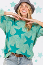 SAGE + FIG Mineral Wash Star Pattern T-Shirt - Delanoir