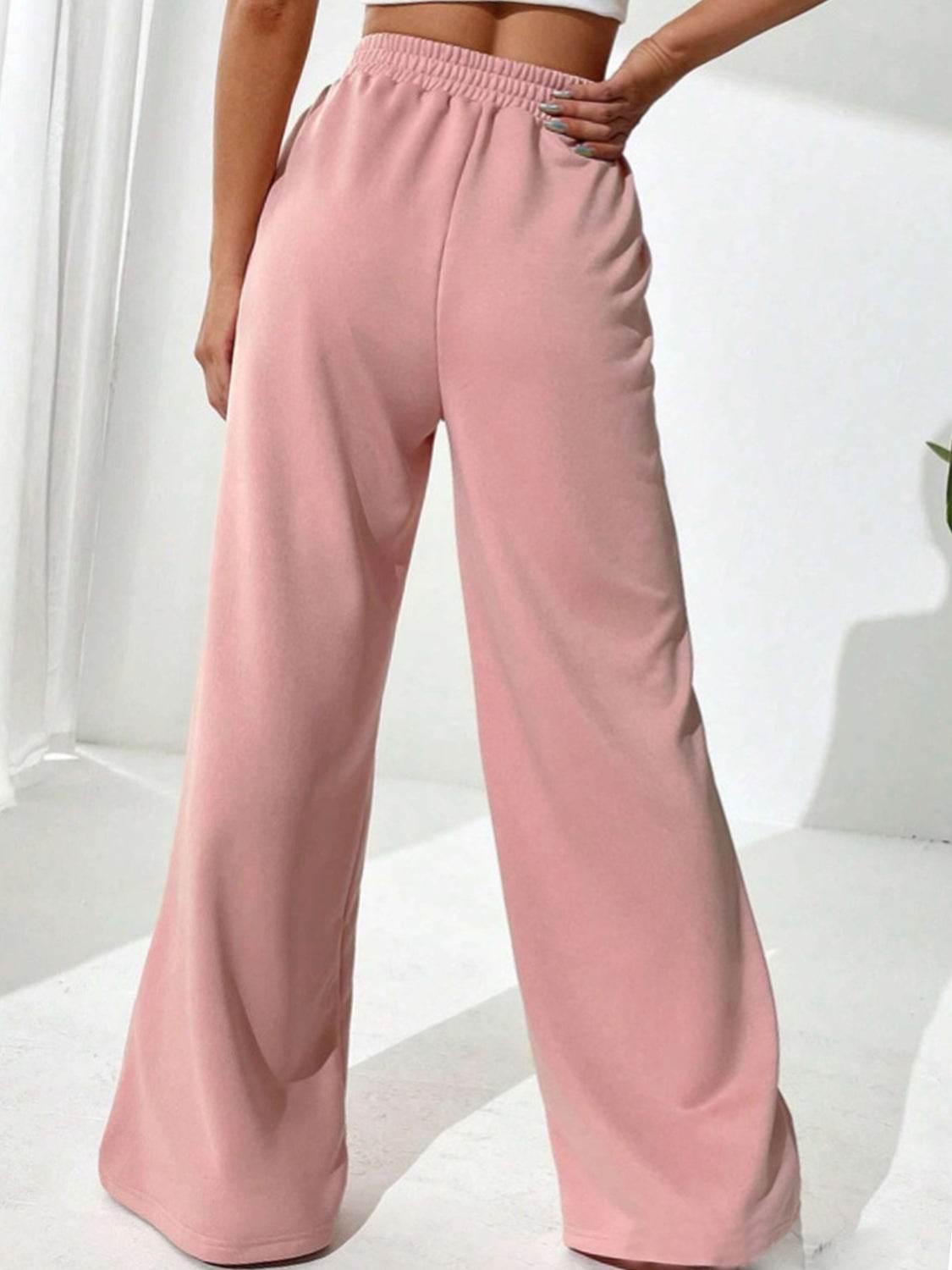 Elastic Waist Wide Leg Pants - Delanoir