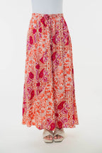 White Birch Full Size High Waisted Floral Woven Skirt - Delanoir