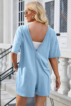 Lovelet Backless Round Neck Half Sleeve Romper - Delanoir