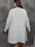 Plus Size Round Neck Long Sleeve Sweater Dress - Delanoir