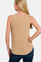 Zenana V-Neck Curved Hem Tank - Delanoir