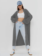 Open Front Long Sleeve Longline Cardigan - Delanoir