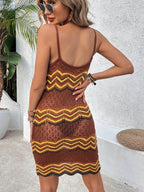 Openwork Scoop Neck Sweater Dress - Delanoir