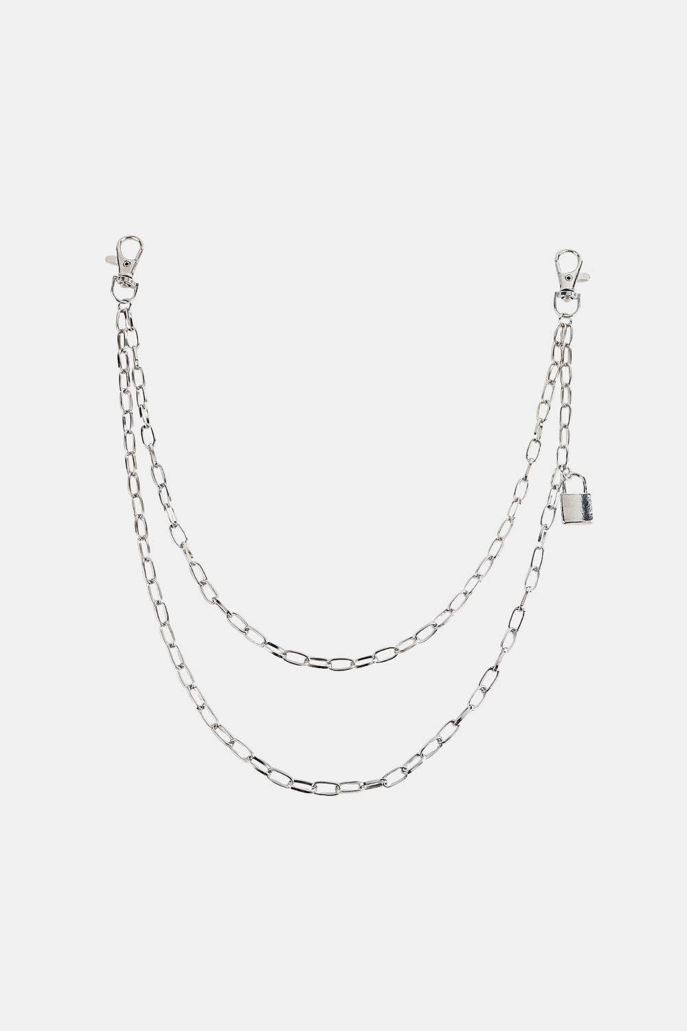 Double Layered Iron Chain Belt with Lock Charm - Delanoir