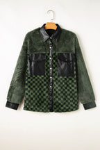 Pocketed Checkered Collared Neck Snap Down Jacket - Delanoir
