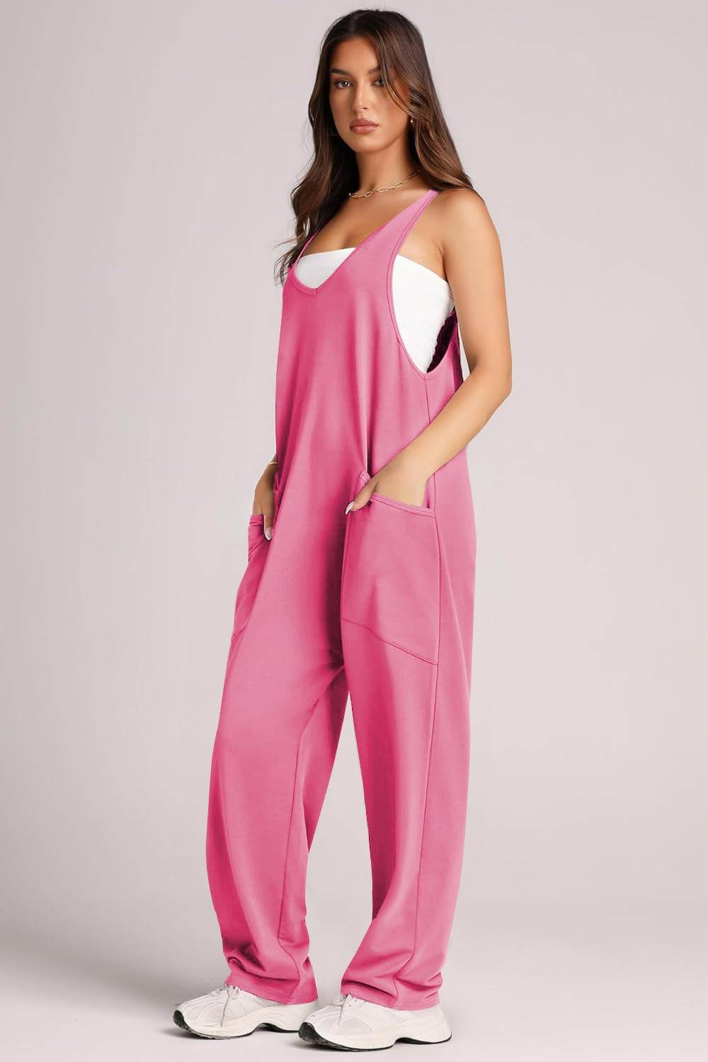 Lovelet Wide Strap Jumpsuit with Pockets - Delanoir